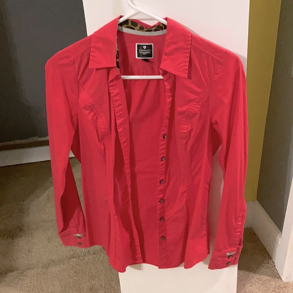 Express button up, size S, dark pink